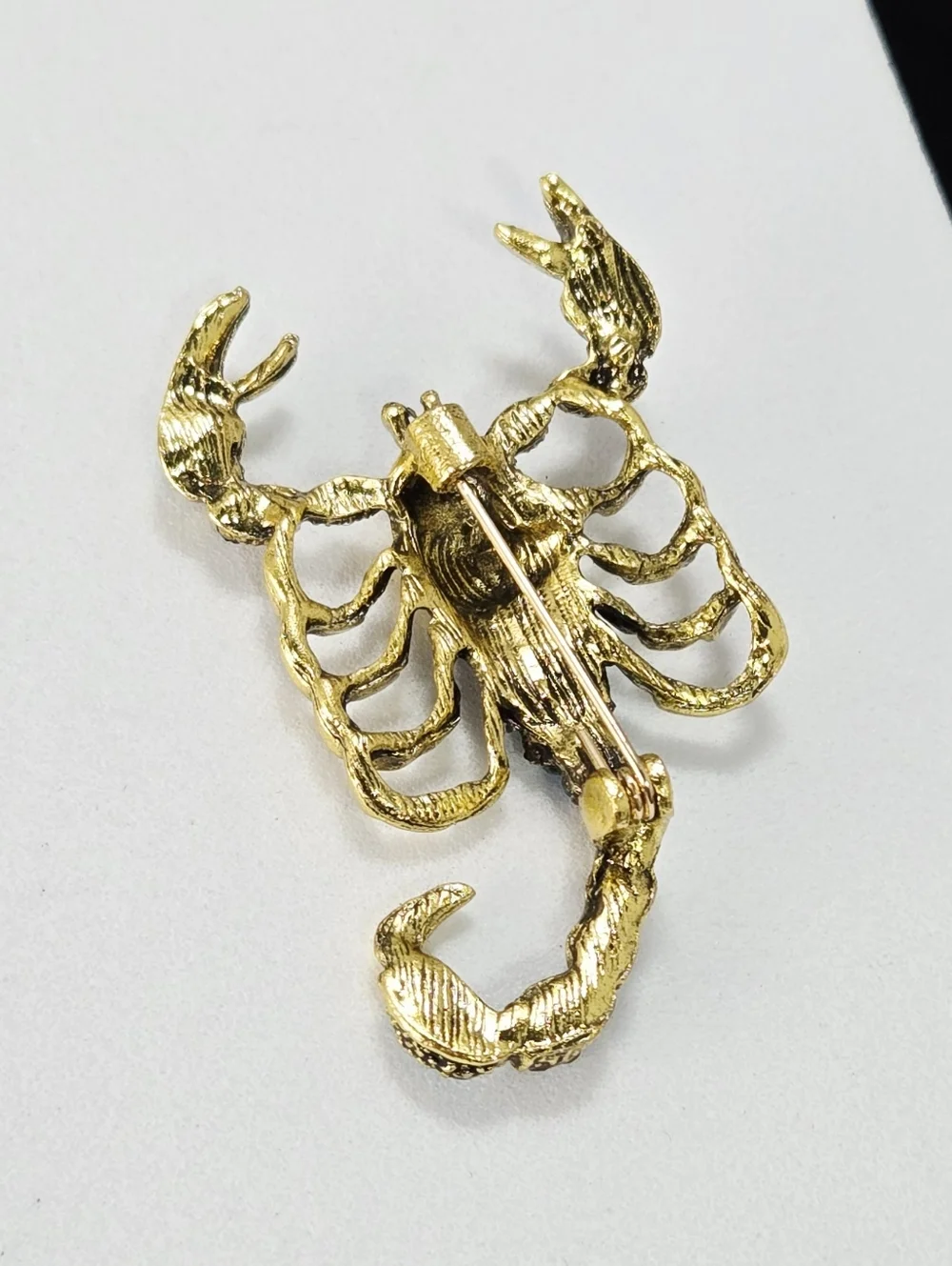Scorpio Energy Rhinestone Scorpion Brooch Gold Zodiac Astrology Pin Edgy Glam